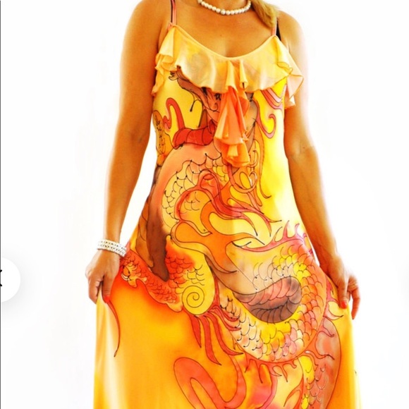 Dresses & Skirts - 100% Silk hand painted artist made dress .